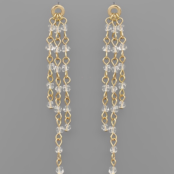 Bead Chain 3 Row Drop Earrings